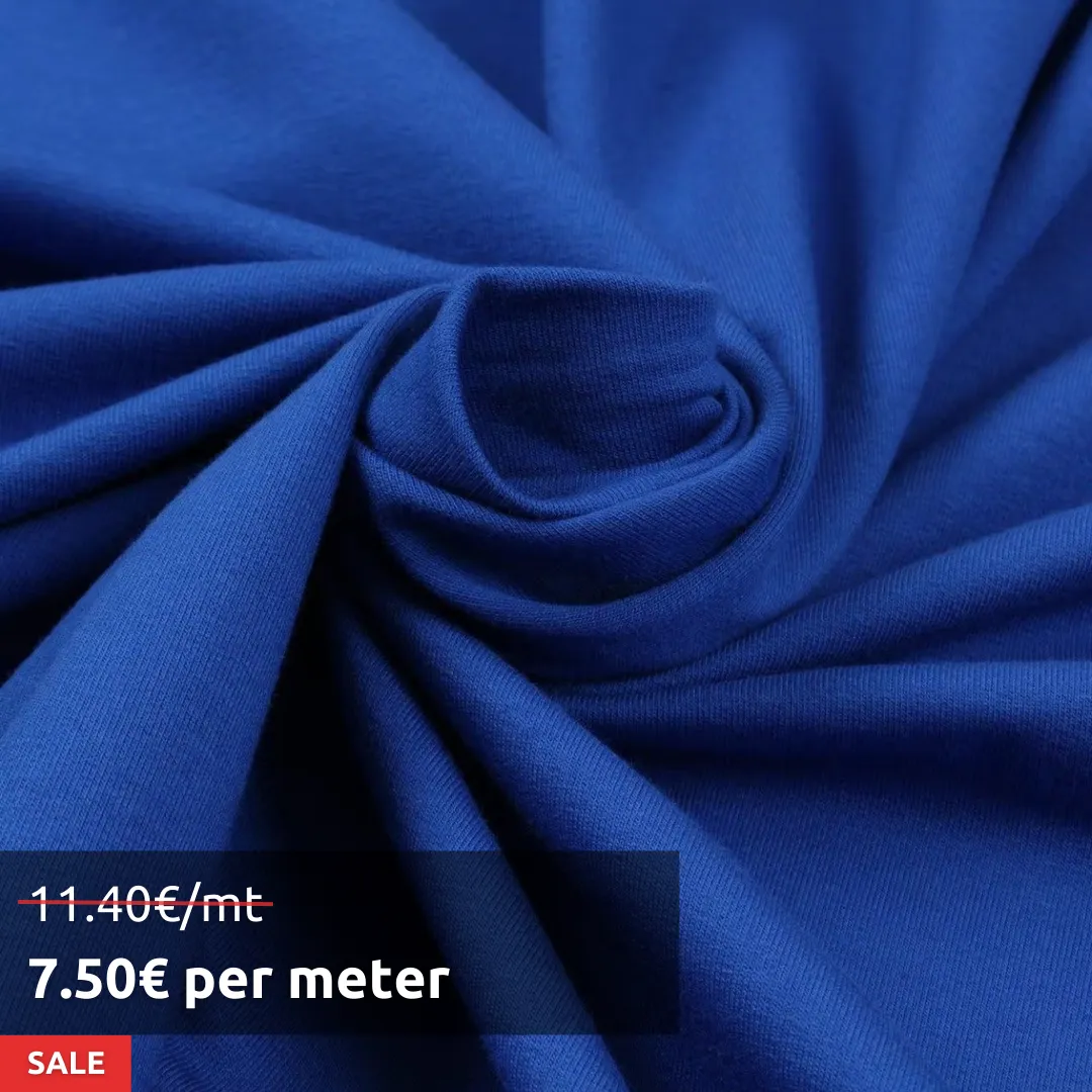 11.5 Mts Roll - Brushed Fleece Organic Cotton (Electric Blue) - OFFER: 7,50€/Meter