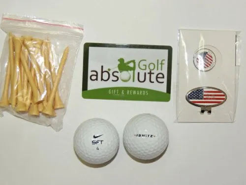 36 Nike Mix Golf Balls Grade A With Free Tee's and Magnetic American Flag Golf Ball Marker/Hat Clip