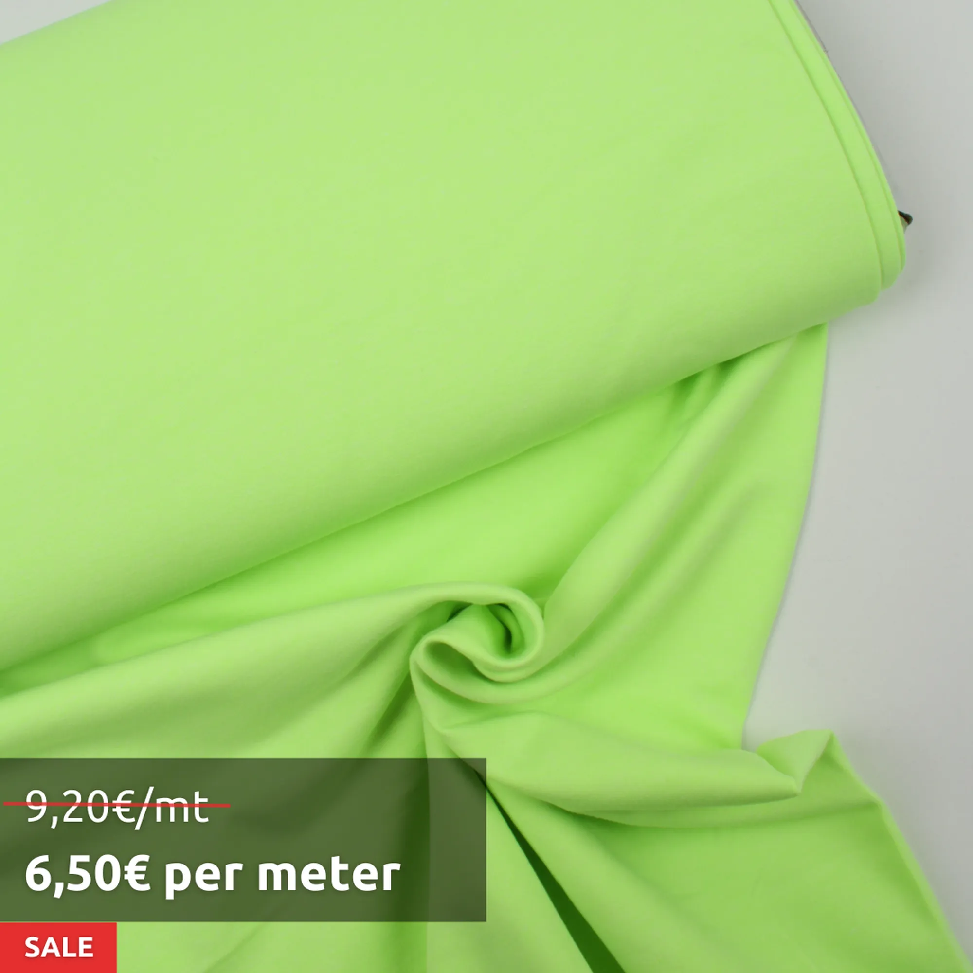 6 Mts Roll - Brushed Fleece Organic Cotton (Green Fluor) - OFFER: 6,50€/Meter