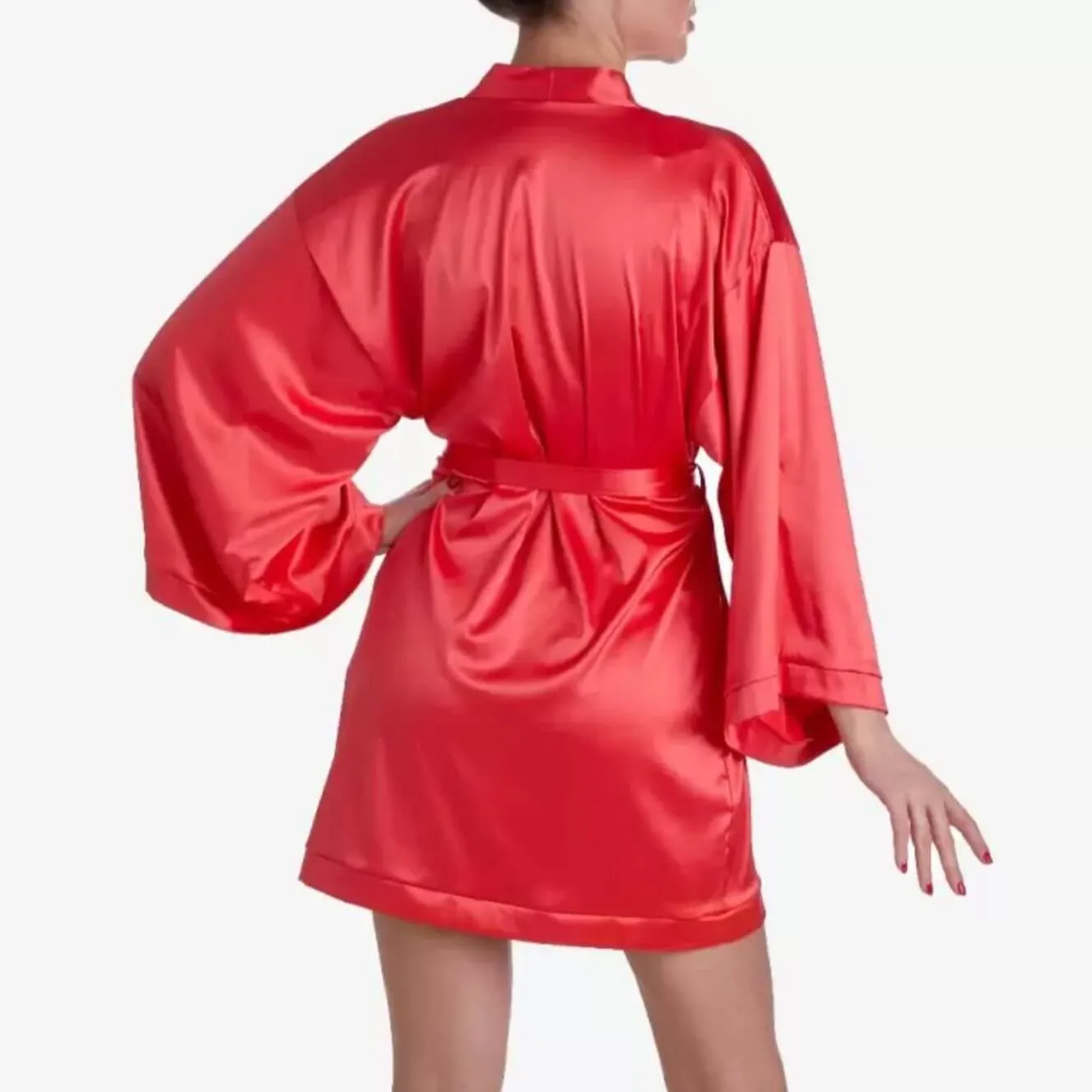 Ajour Gelato Satin Kimono Robe in Red KIM2A