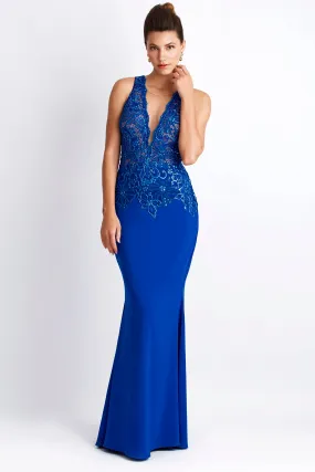 Alitze Navy Blue Jersey Gowns - Long Dress