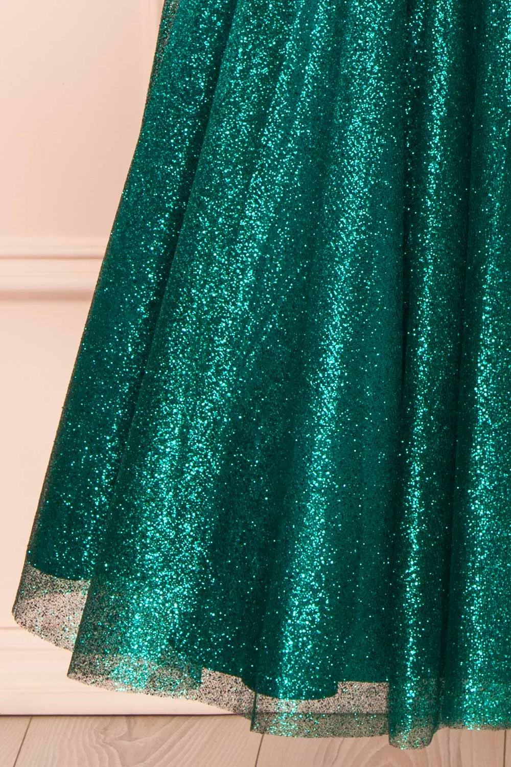 Anastriana Green | Sparkly Off-Shoulder Midi Dress