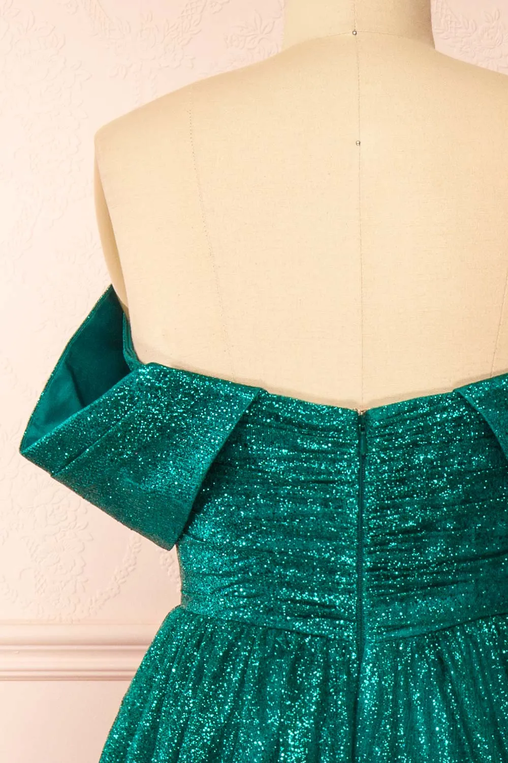 Anastriana Green | Sparkly Off-Shoulder Midi Dress