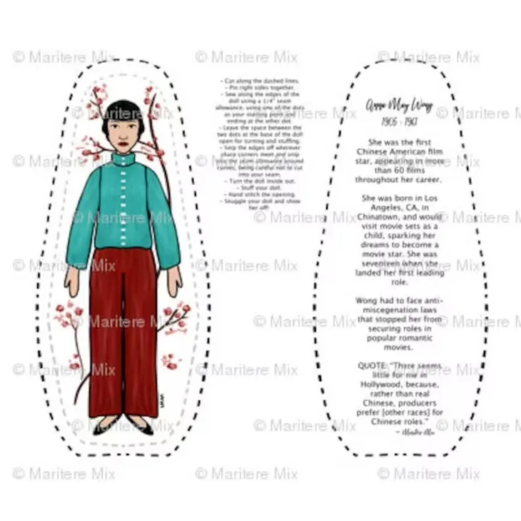 Anna May Wong DIY Doll Fabric