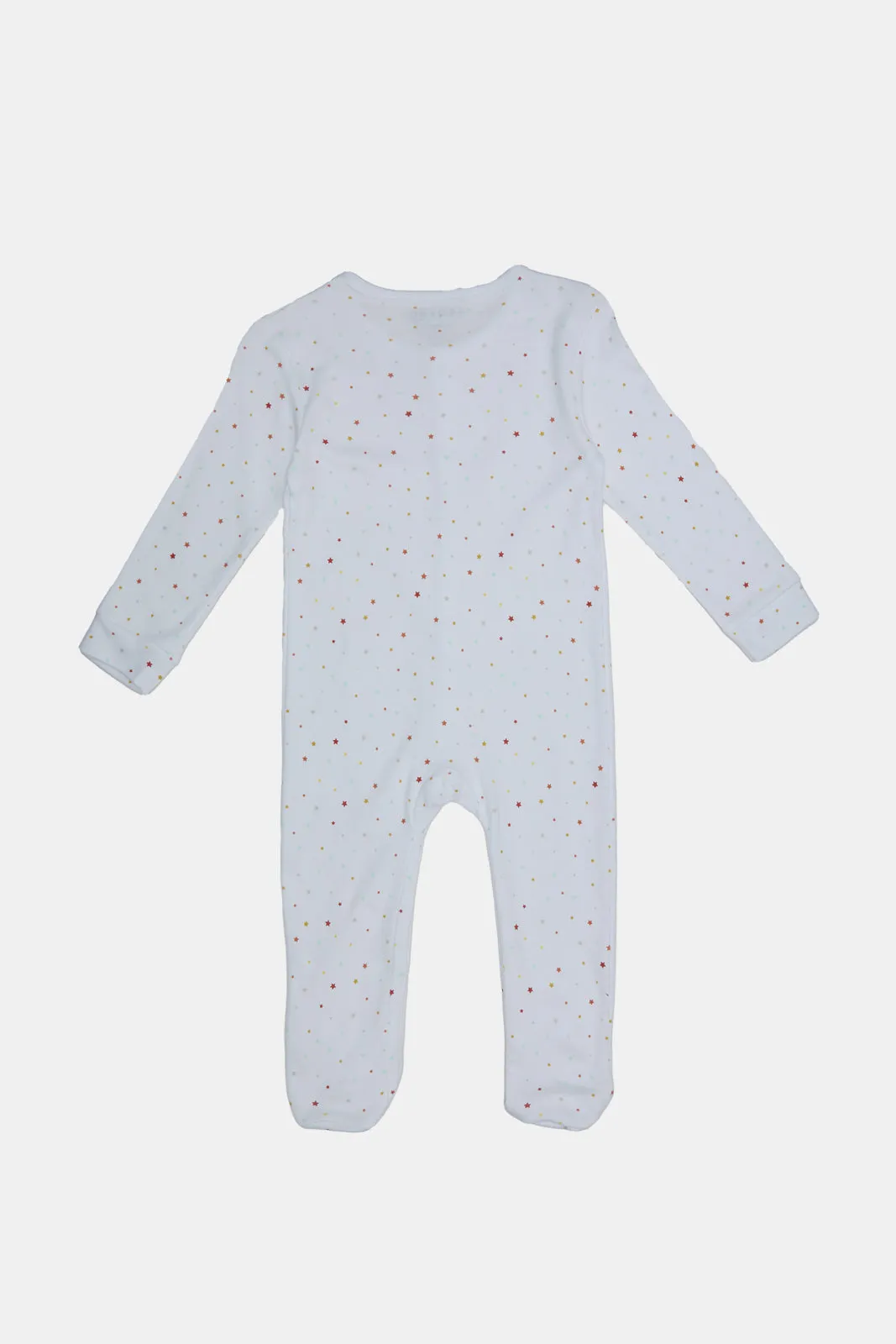 Baby White Printed Sleepsuit Set (Pack Of 2)