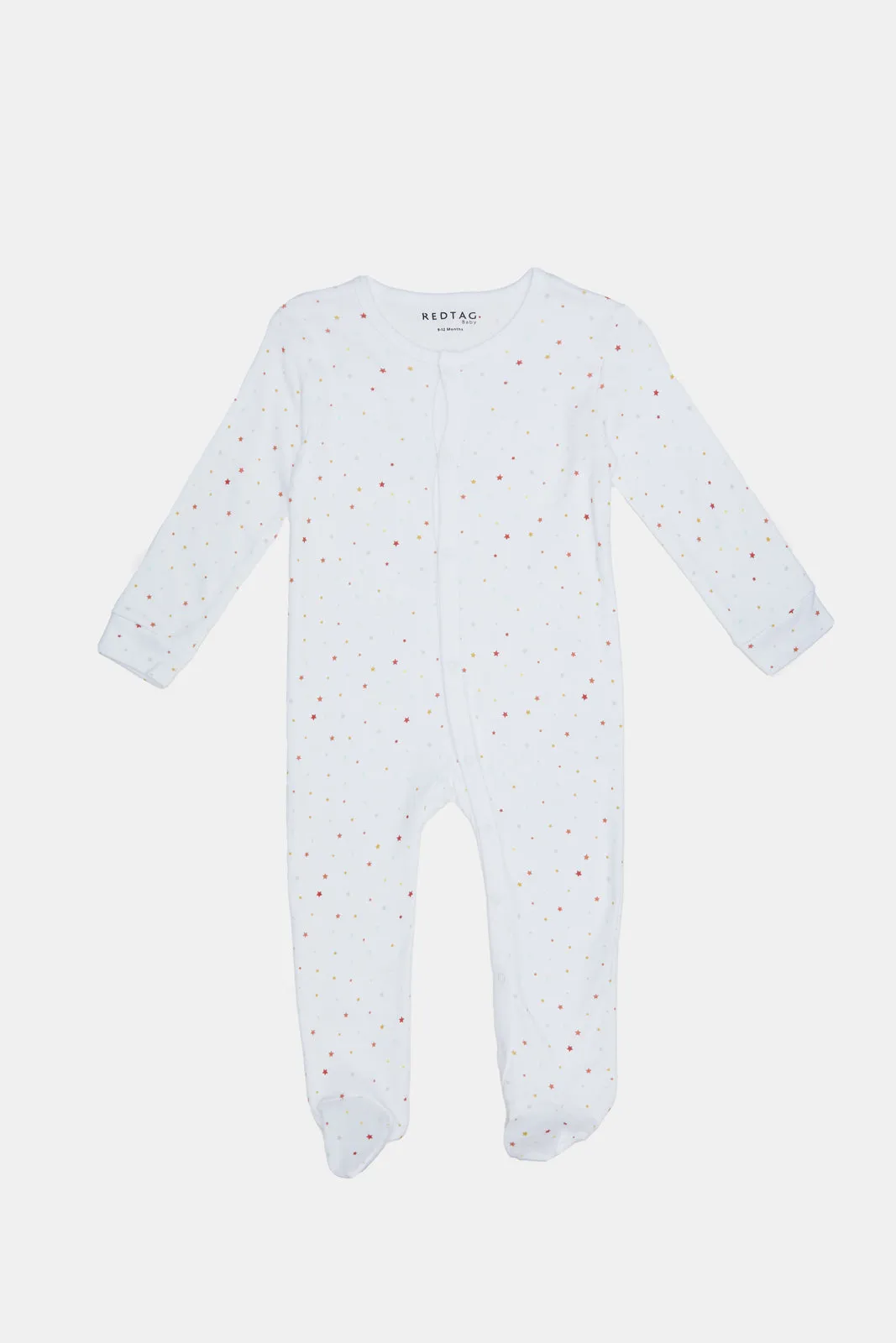 Baby White Printed Sleepsuit Set (Pack Of 2)