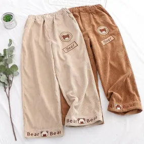 Bear Bear Corduroy Pants With Bear Embroideries