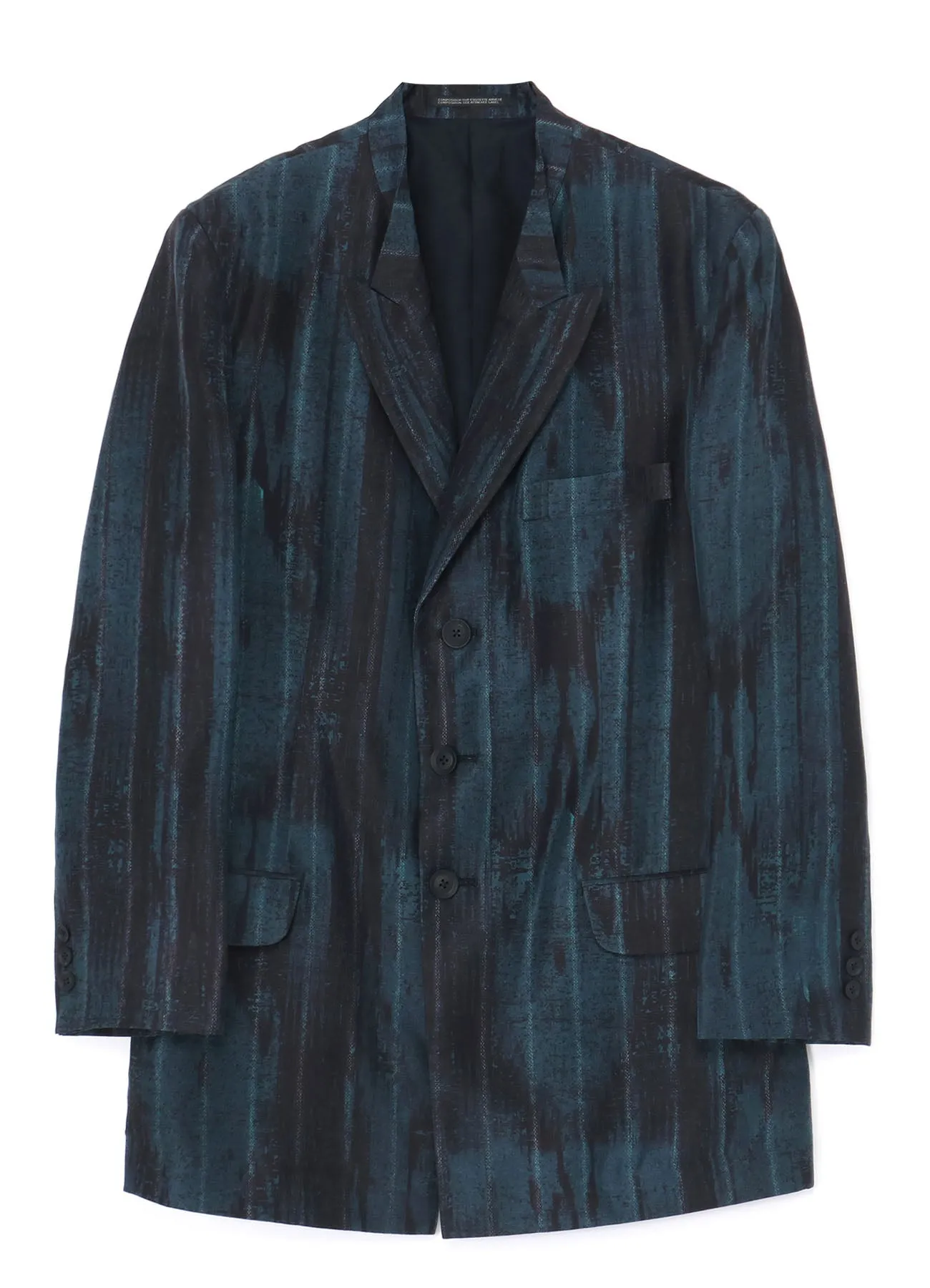 BLUE STRIPED SILK 3-BUTTON JACKET