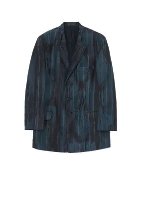 BLUE STRIPED SILK 3-BUTTON JACKET