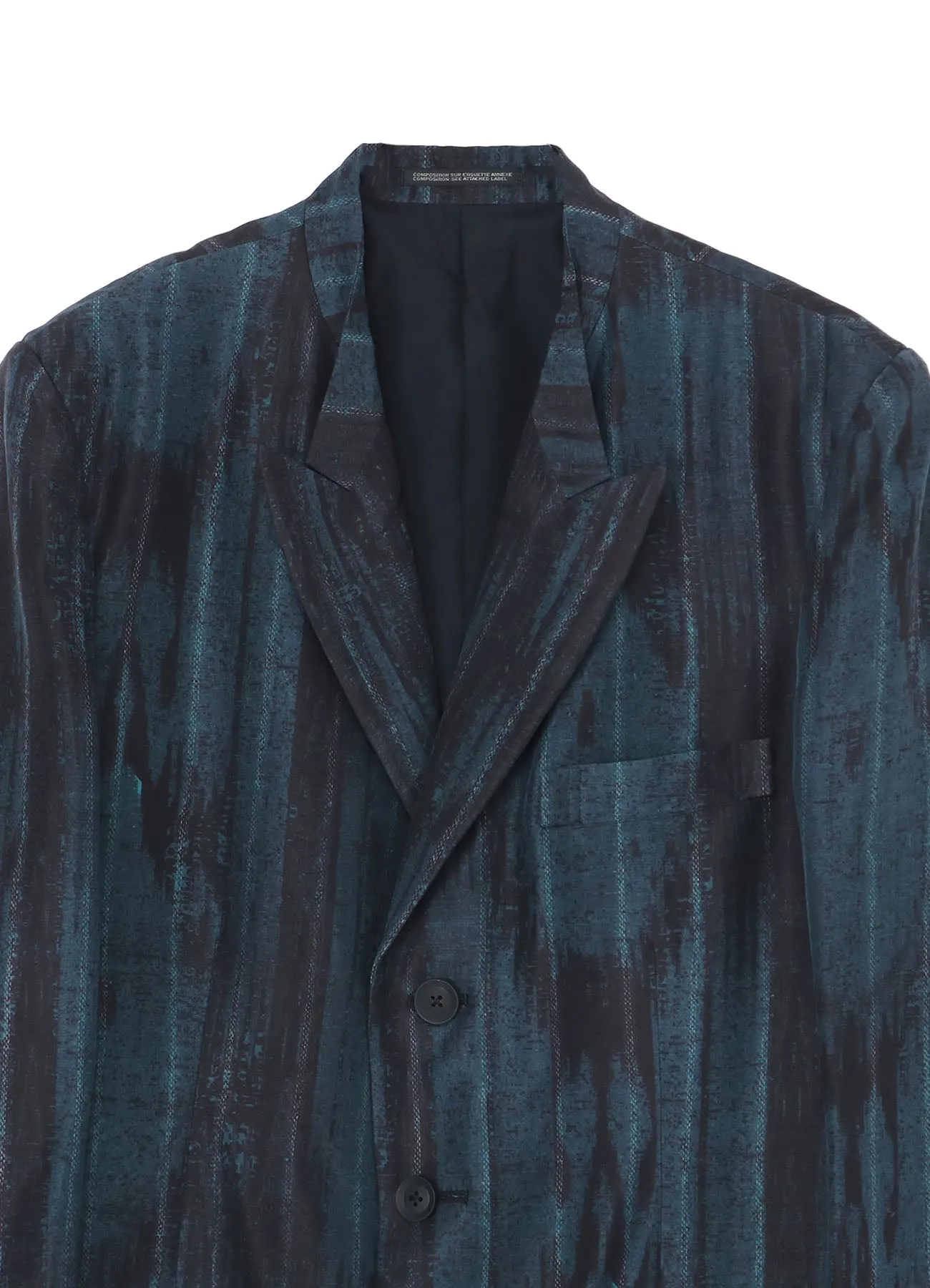 BLUE STRIPED SILK 3-BUTTON JACKET