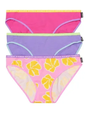 Bonds Womens Hipster Bikini 3 Pack - Sweet Summer Print/Purple/Pink