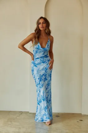 Brisia Cowl Neck Maxi Dress - Blue