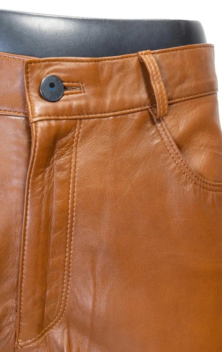 Brown Leather Jeans