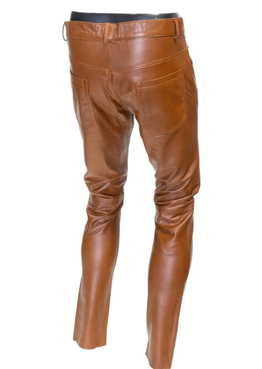 Brown Leather Jeans