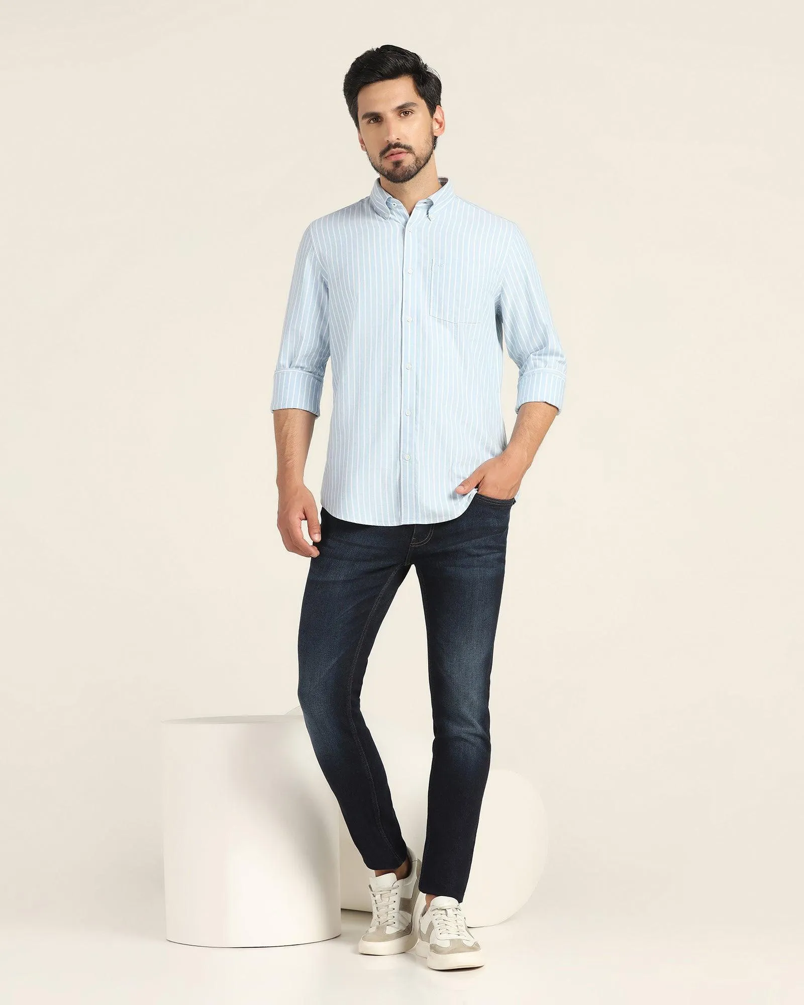 Casual Blue Striped Shirt - Hawk