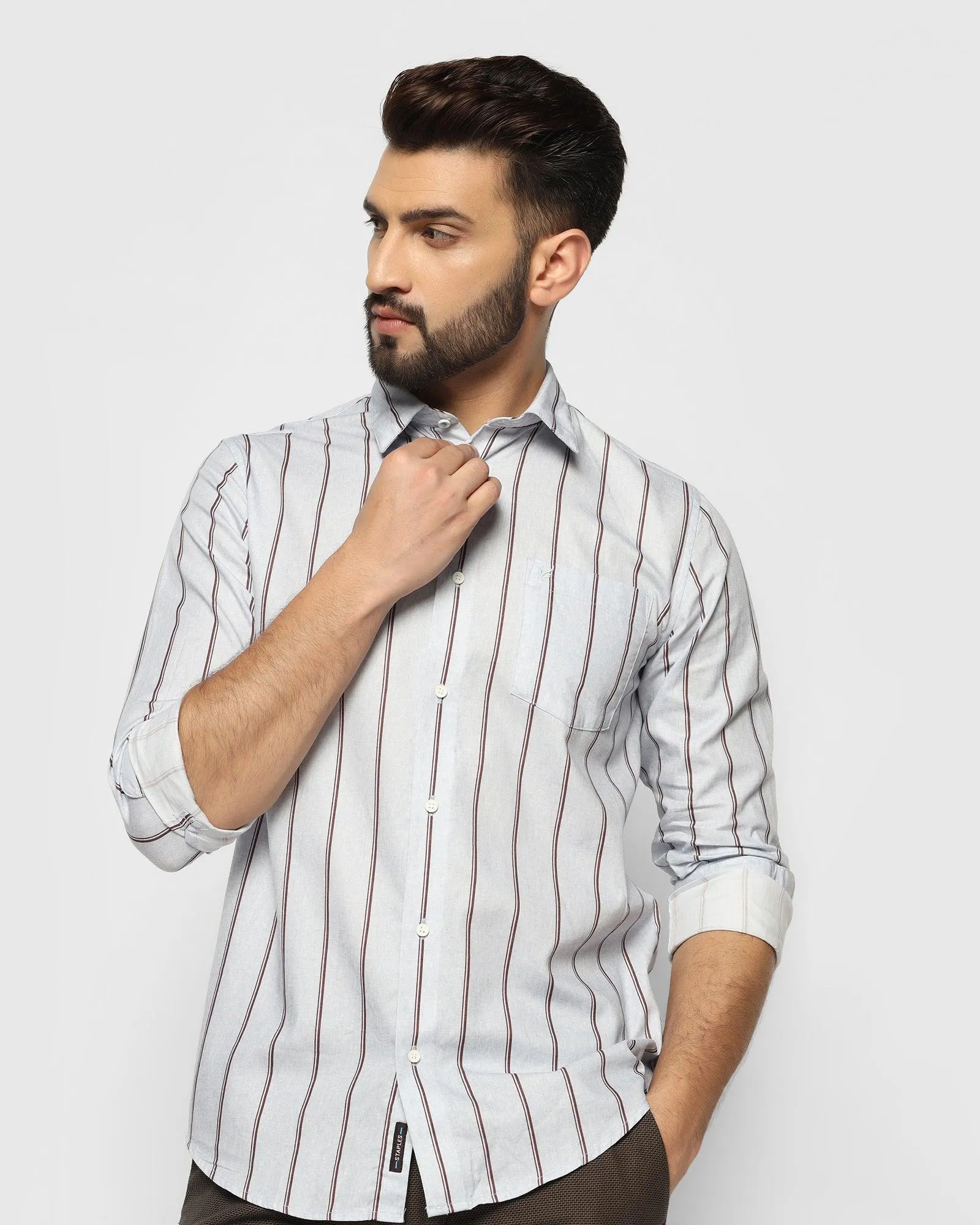 Casual Brown Striped Shirt - Tim