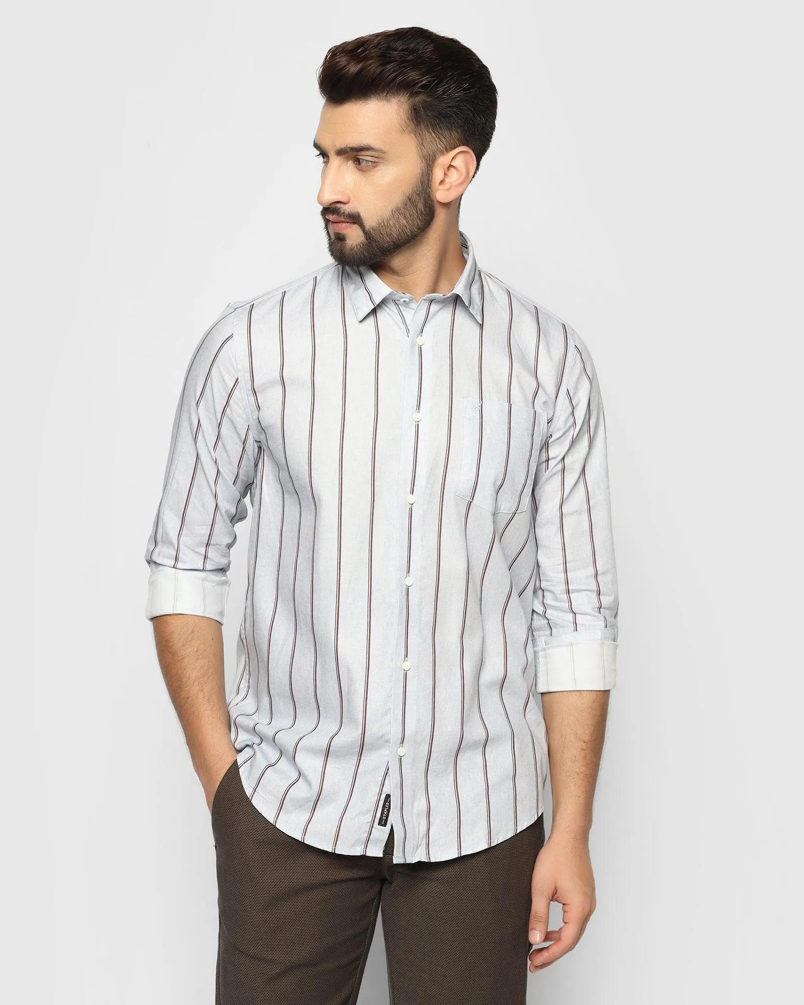 Casual Brown Striped Shirt - Tim