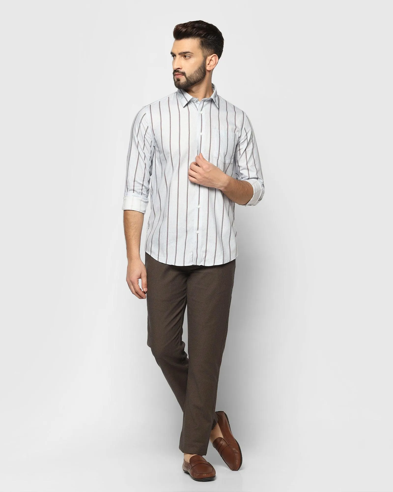 Casual Brown Striped Shirt - Tim