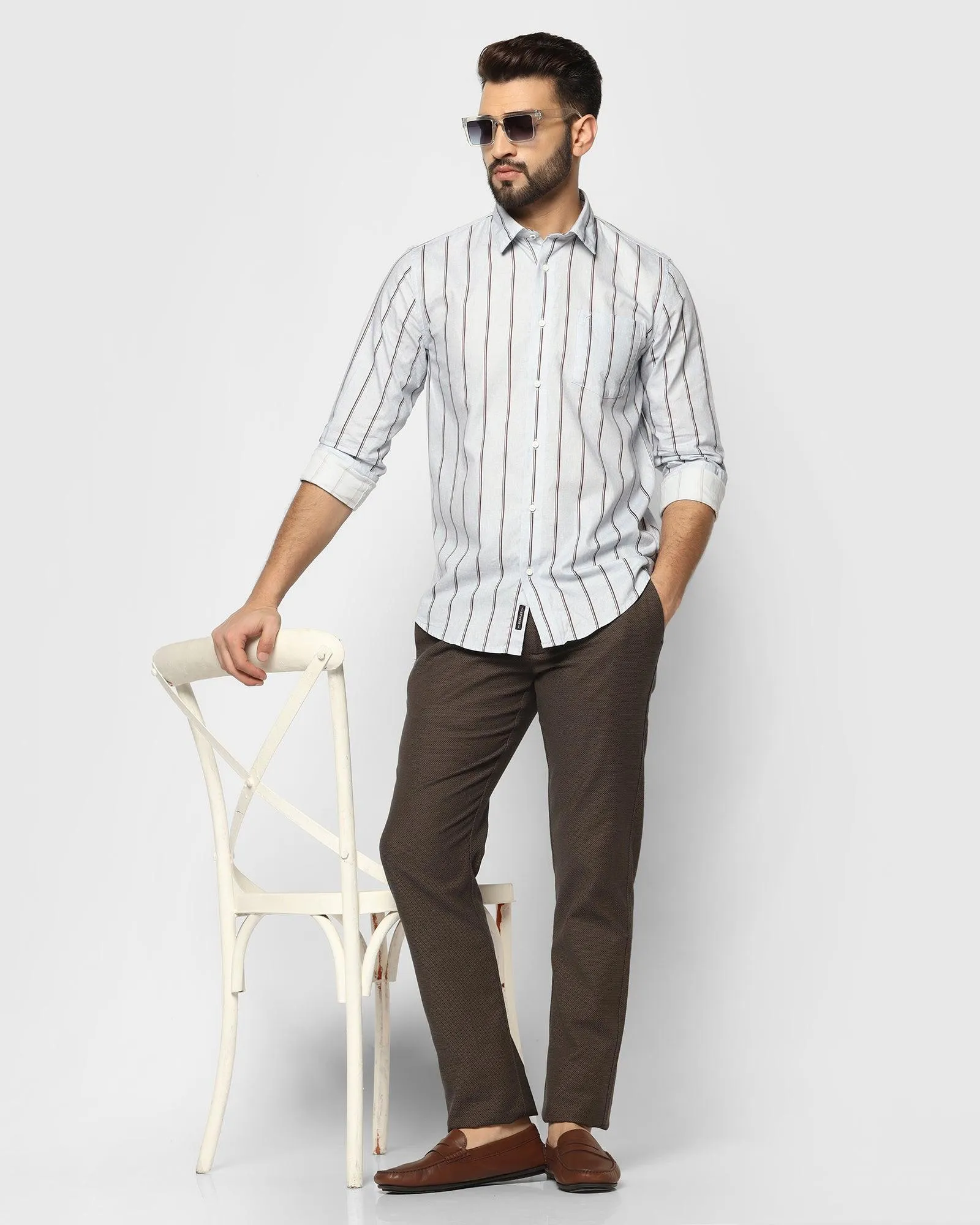 Casual Brown Striped Shirt - Tim