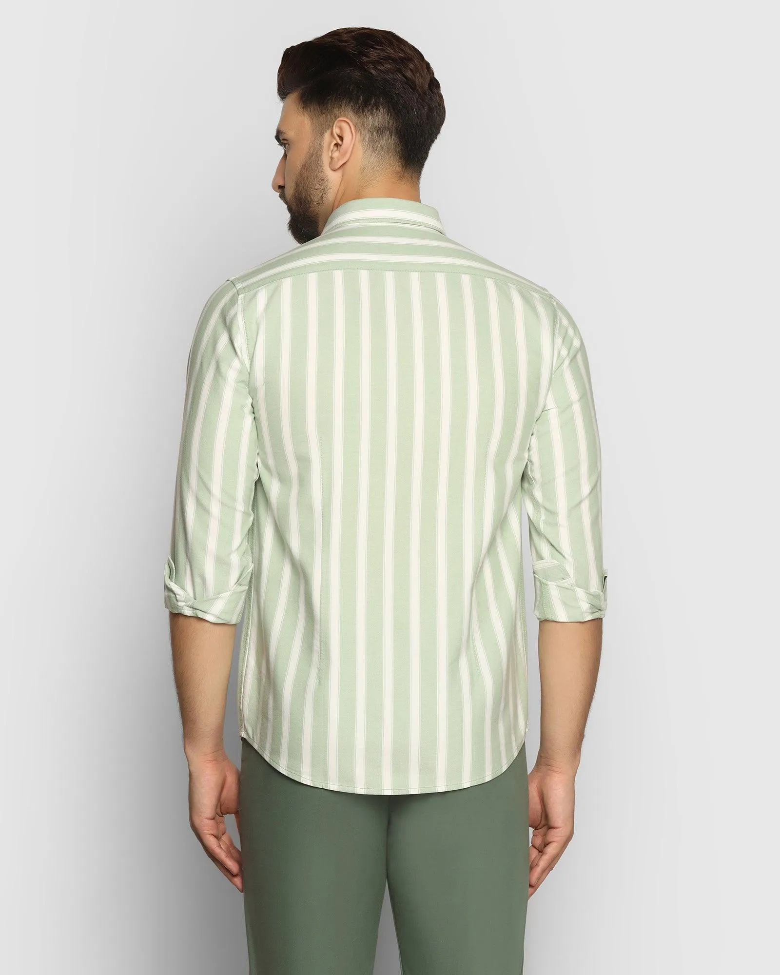 Casual Olive Striped Shirt - Polly