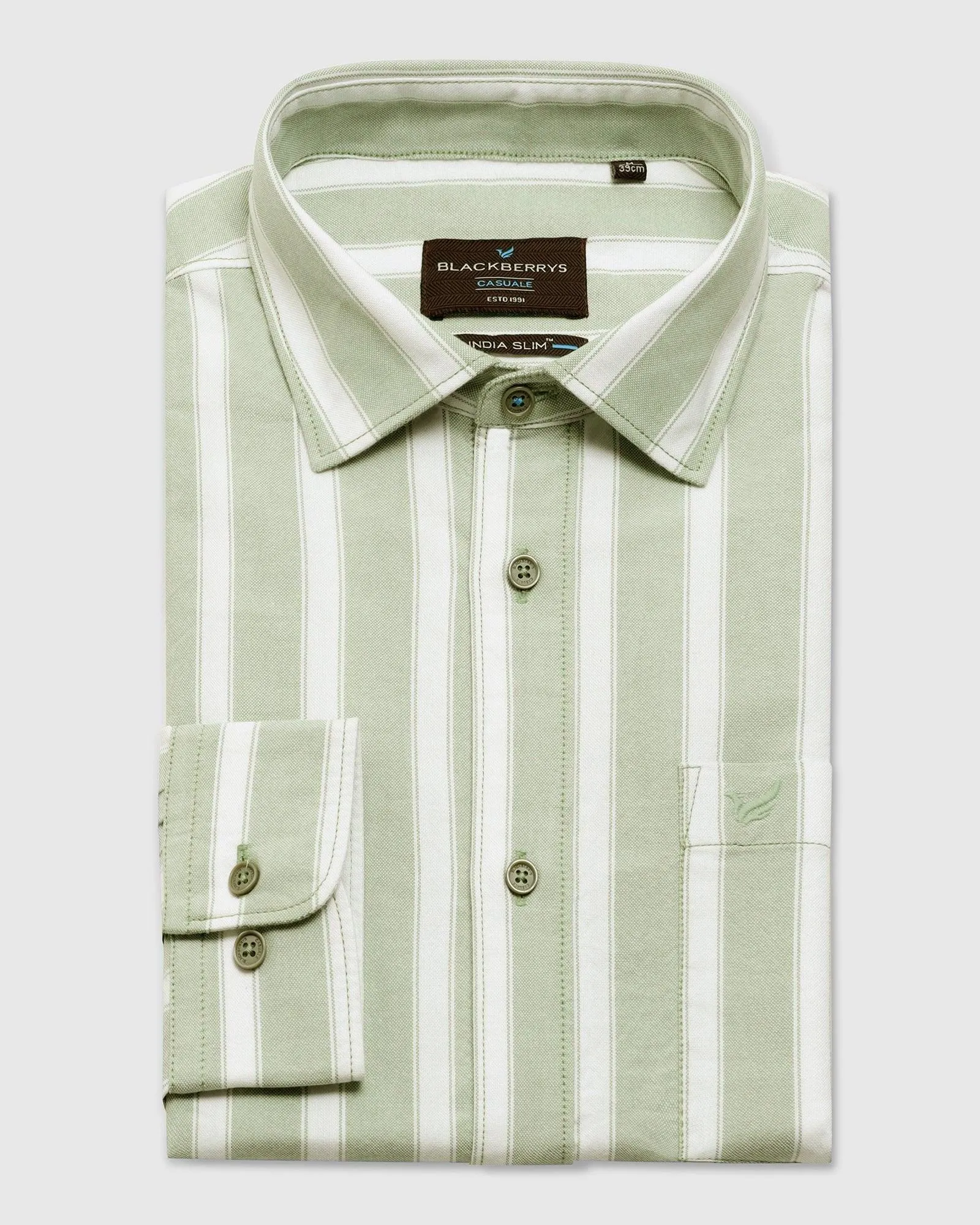 Casual Olive Striped Shirt - Polly