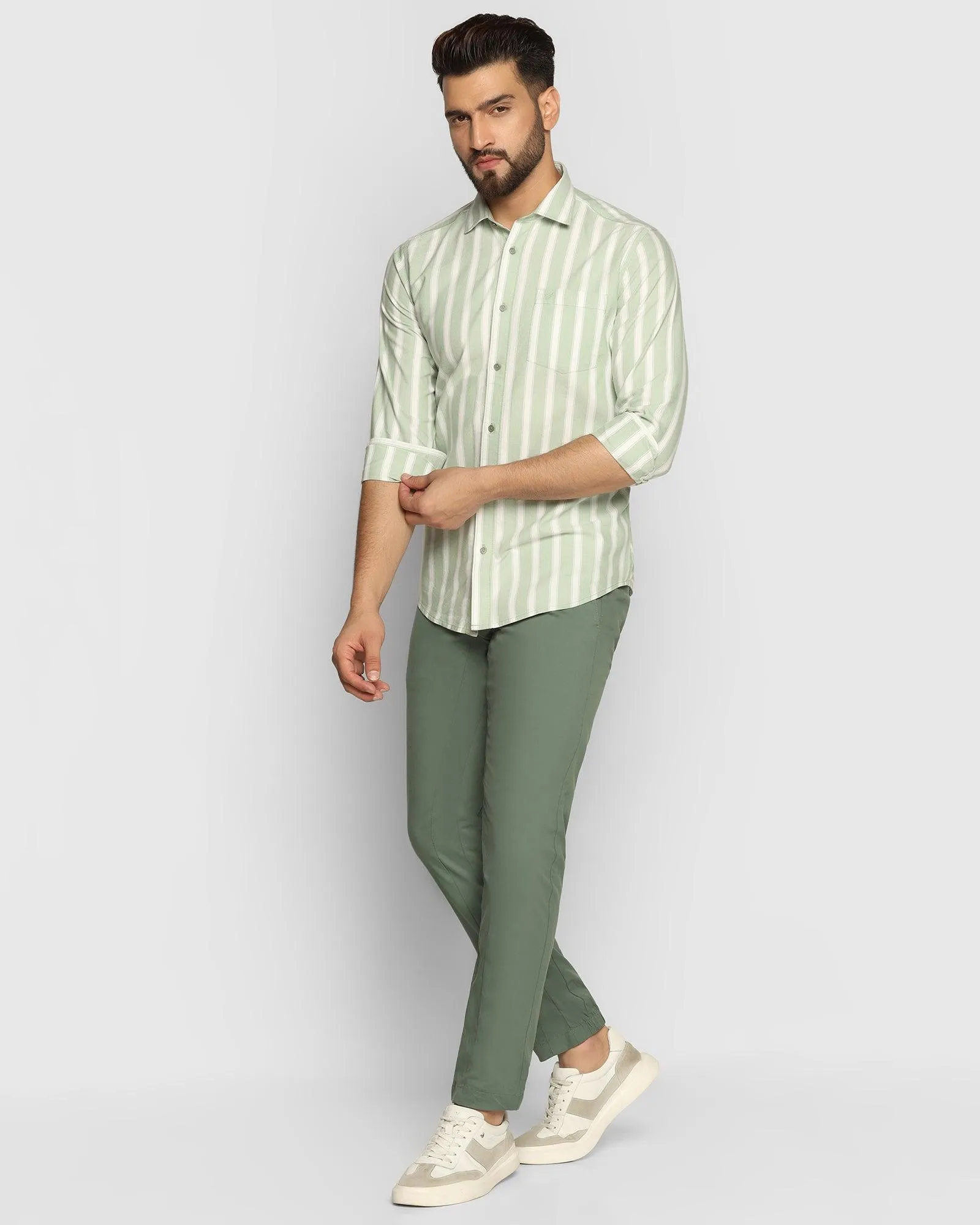 Casual Olive Striped Shirt - Polly