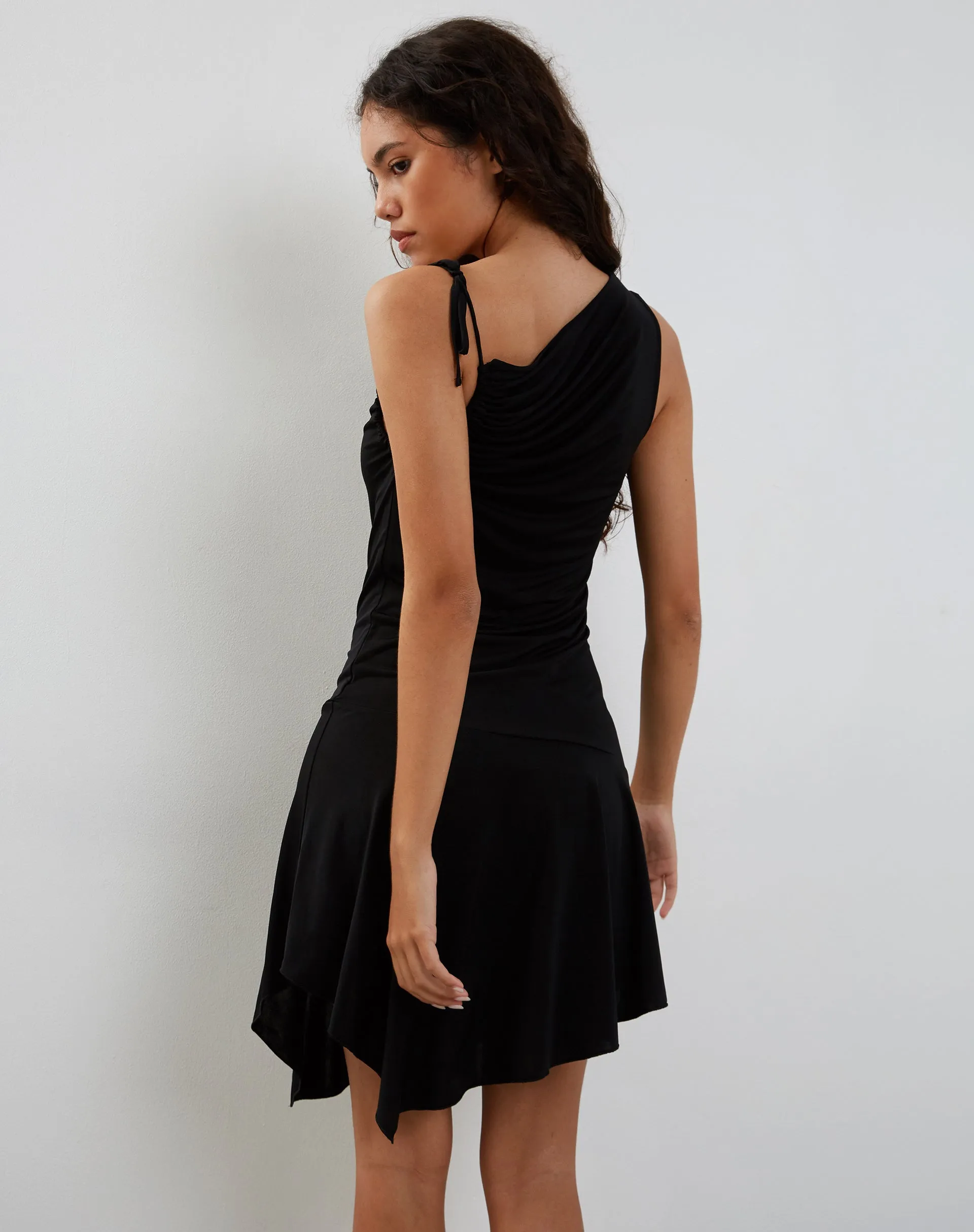 Chaya Slinky Mini Dress in Black