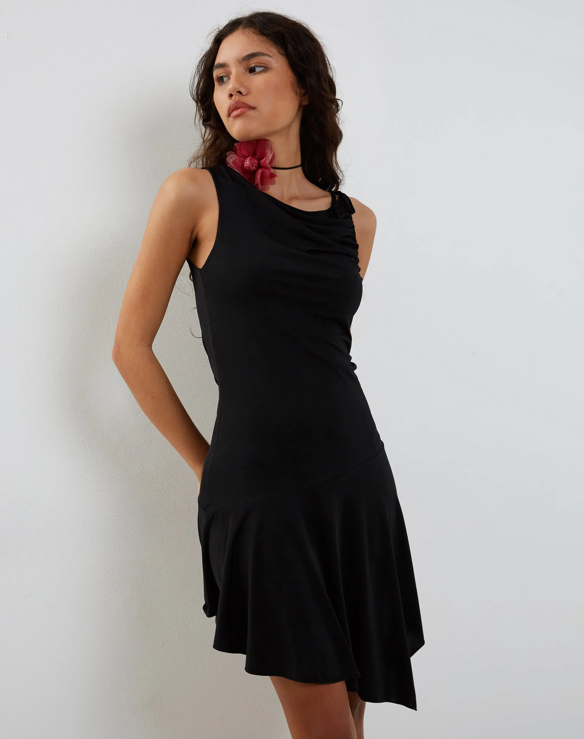 Chaya Slinky Mini Dress in Black