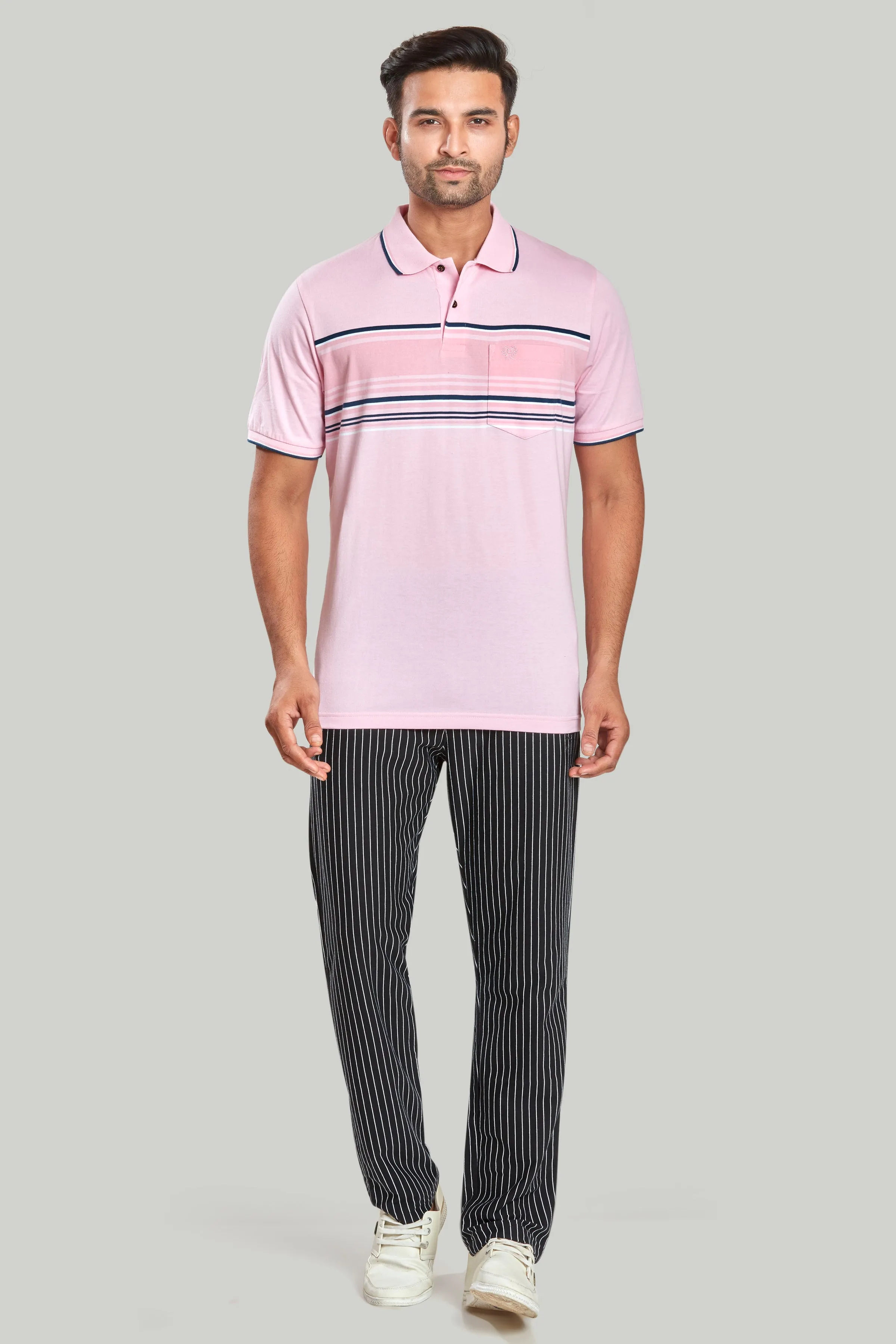 Chest Stripe Jersey Polo