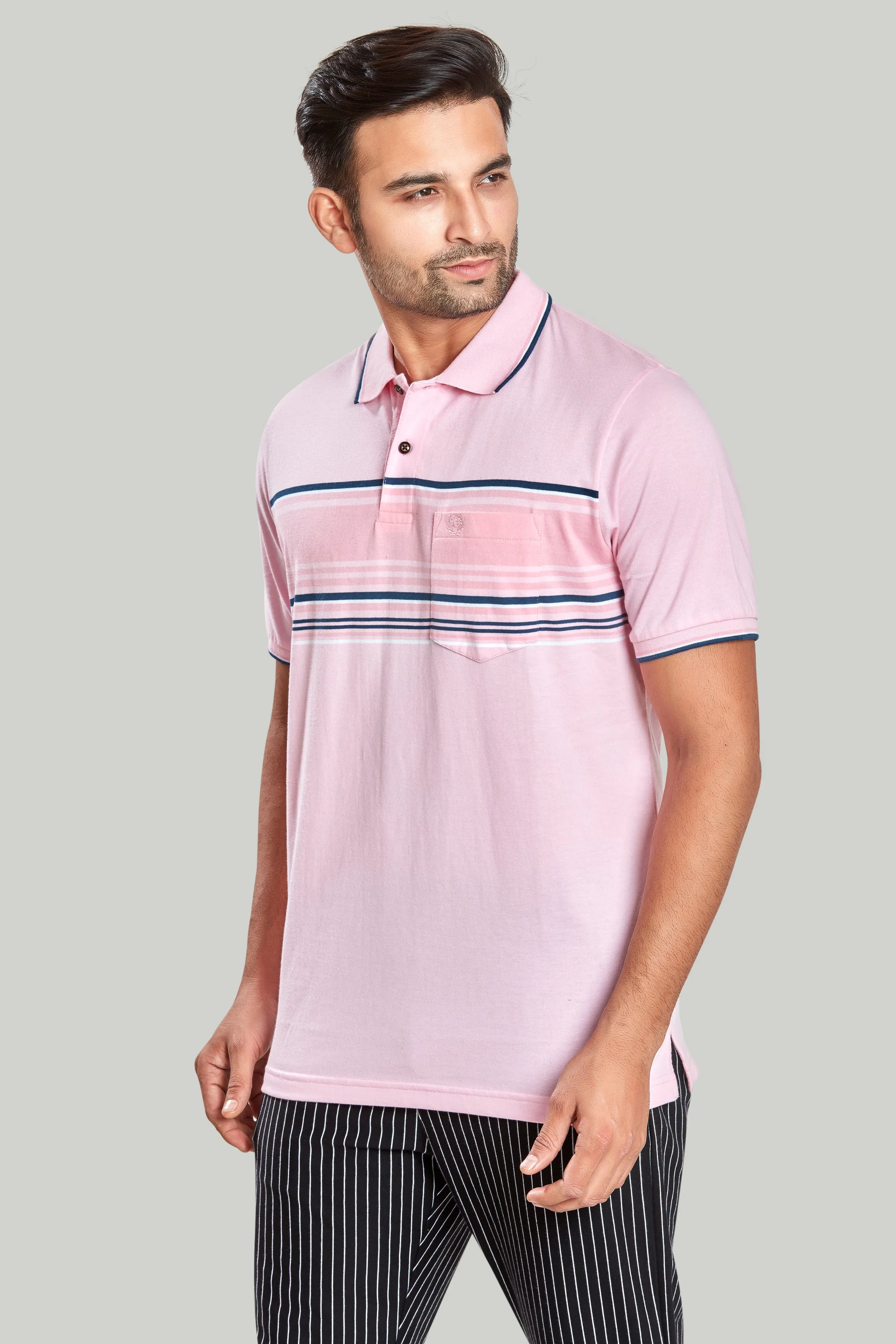 Chest Stripe Jersey Polo