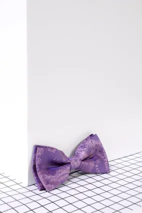 Children's Purple Paisley Print Bow Tie