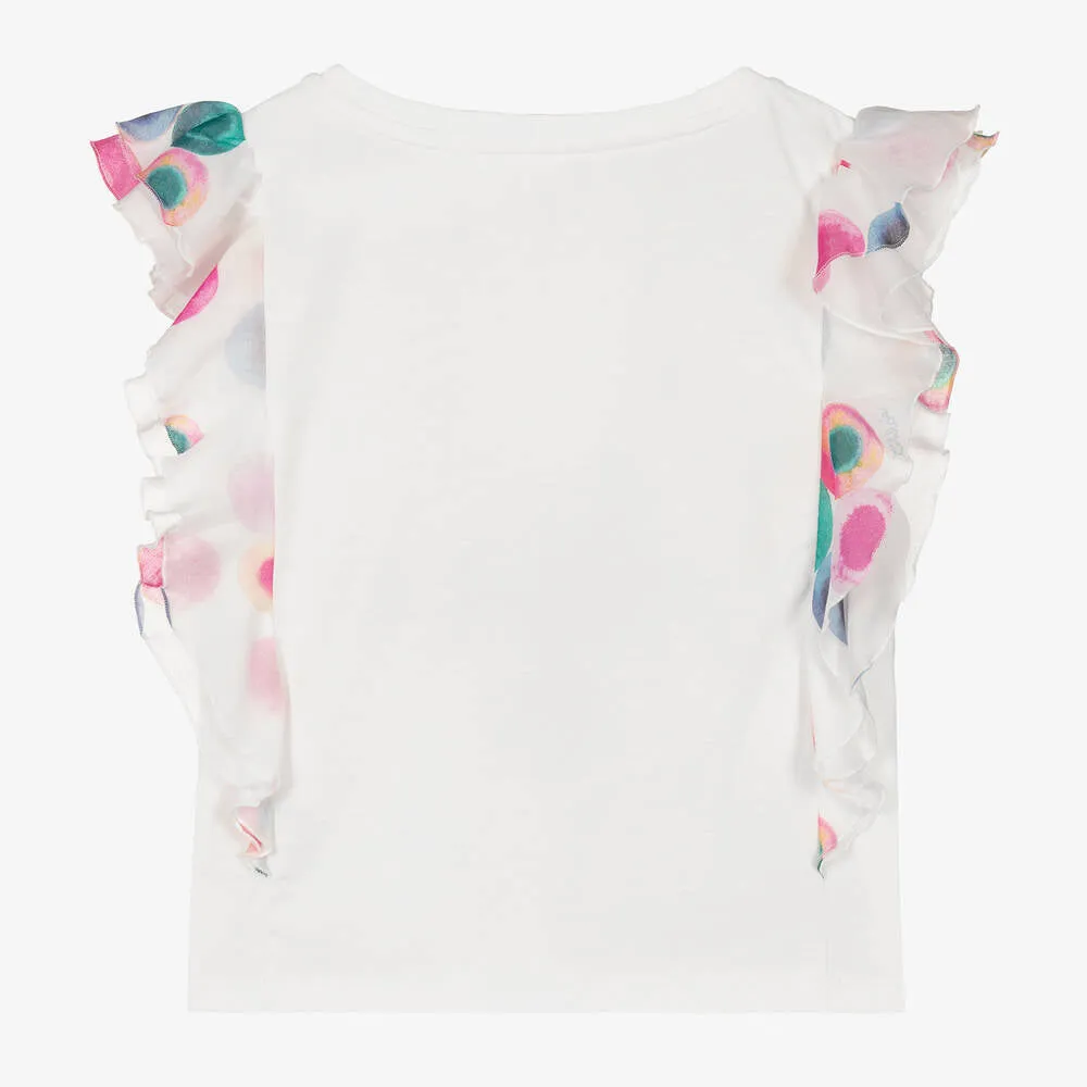 Chloé White Cotton Ruffles T-Shirt