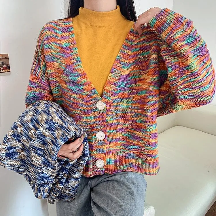 Colorful Knit Cardigan With Buttons