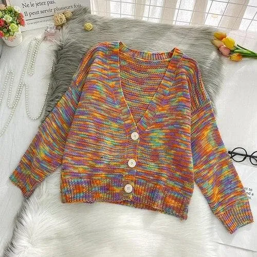 Colorful Knit Cardigan With Buttons