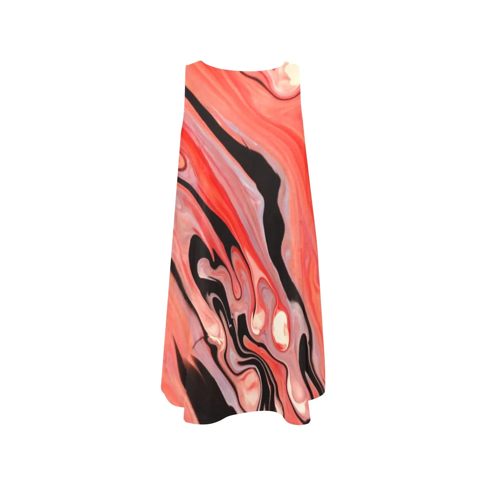 Coral Swirl Women's Sleeveless A-Line Pocket Dress (D57)