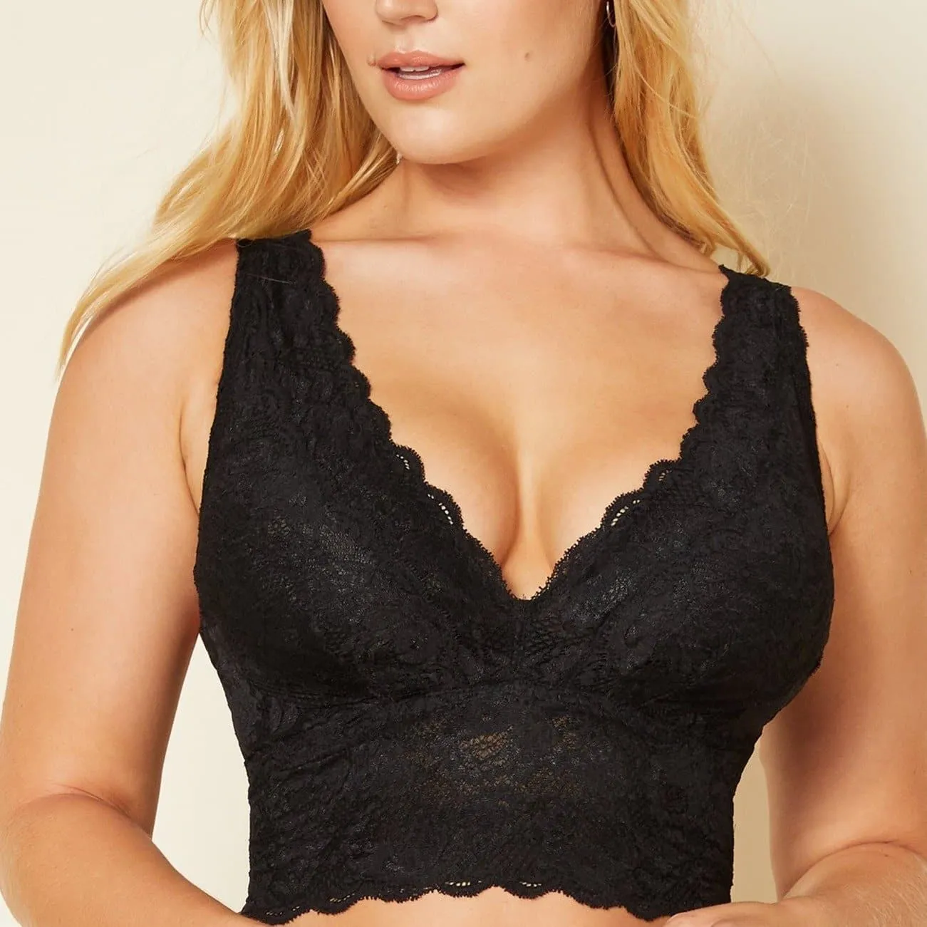 Cosabella Never Say Never CURVY Plungie Longline Bralette in Black NEVER1385