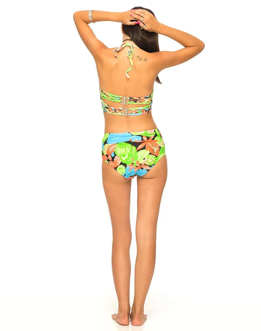 Crystal Cut Out Bikini Bottom in Tropicana