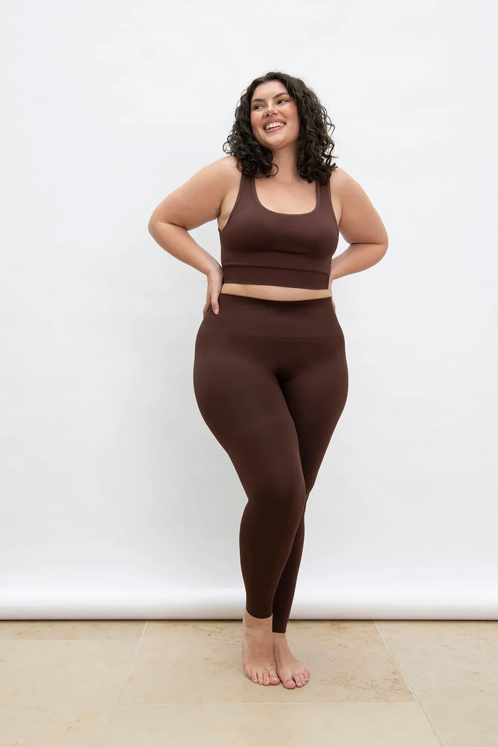 Curve Ultimate High Waisted Seamless Leggings - Chocolate Brown