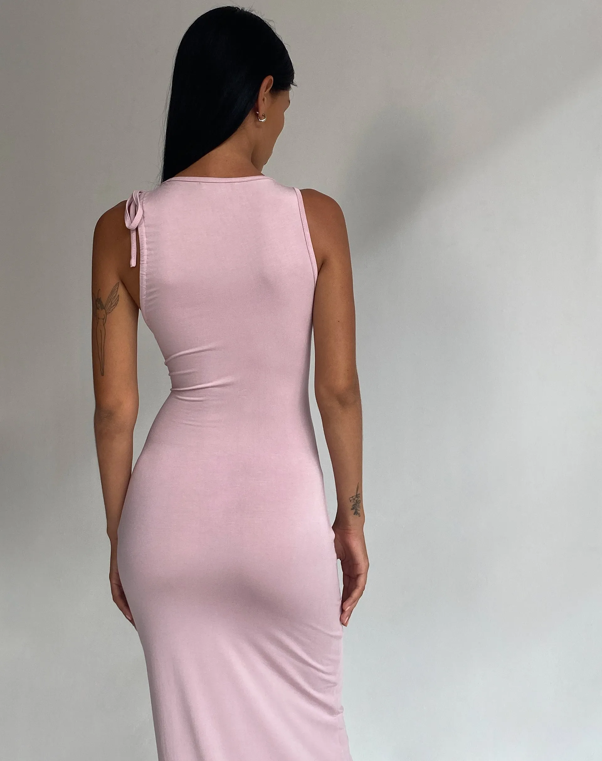 Elinor Maxi Dress in Slinky Baby Pink