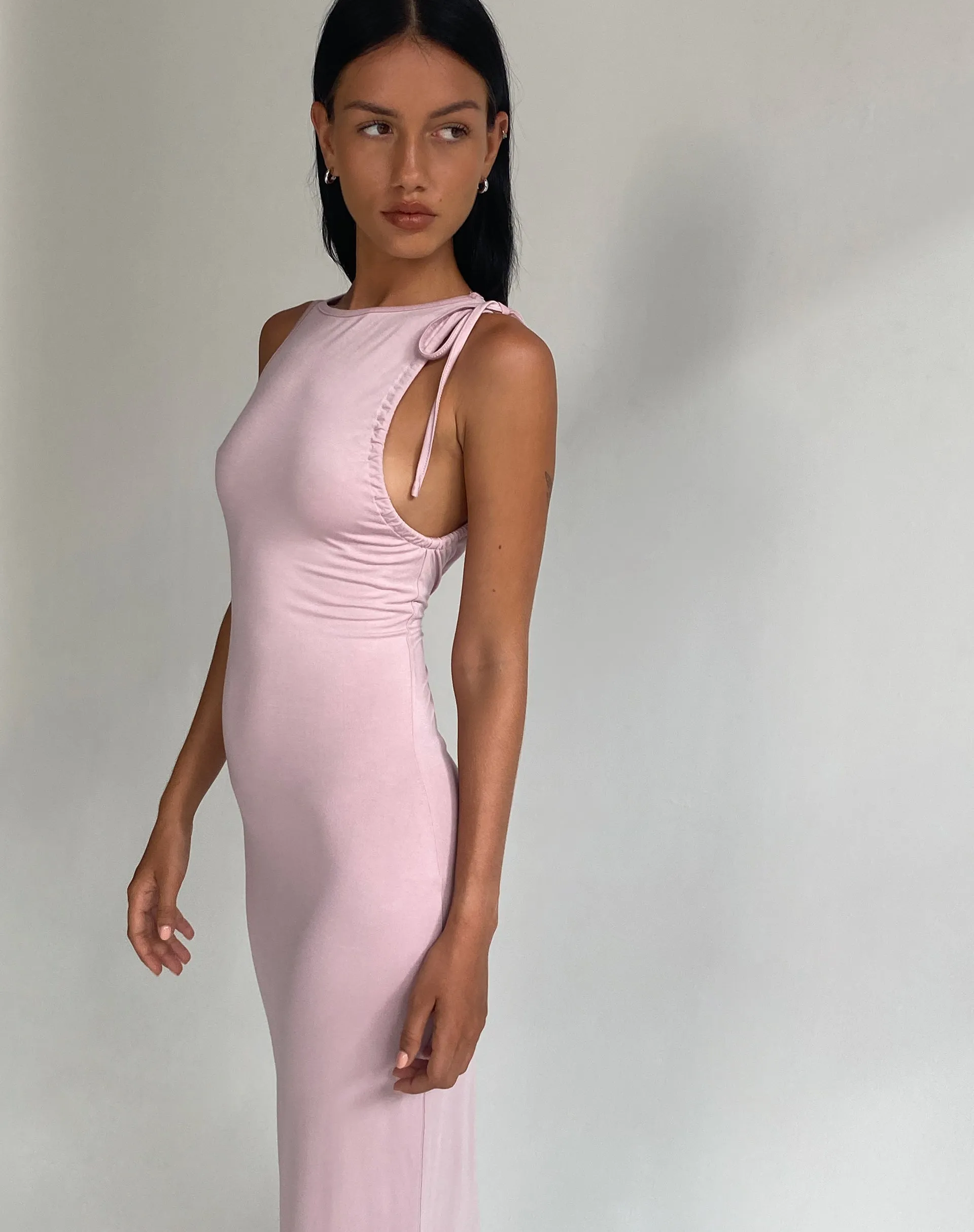 Elinor Maxi Dress in Slinky Baby Pink