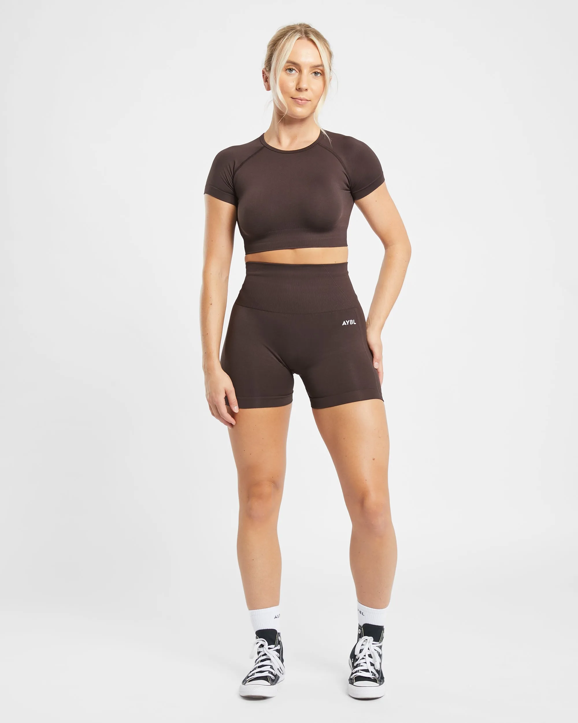 Empower Seamless Crop Top - Cocoa Brown