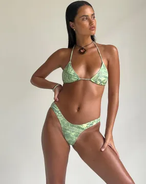 Farida Bikini Bottom in Abstract Paisley Green