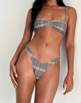 Farida Bikini Bottom in Purple Tartan