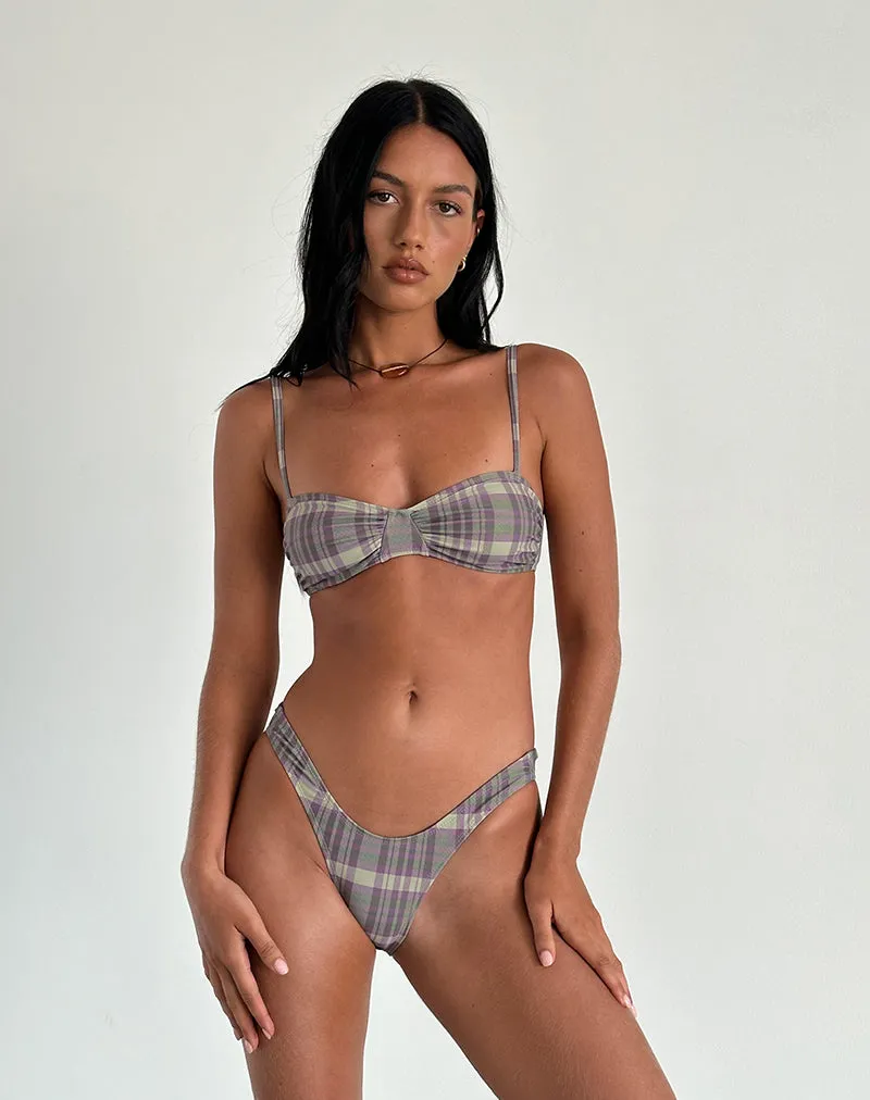 Farida Bikini Bottom in Purple Tartan