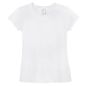 Girls Soft Cotton Jersey Cap Sleeve Crew Tee | White