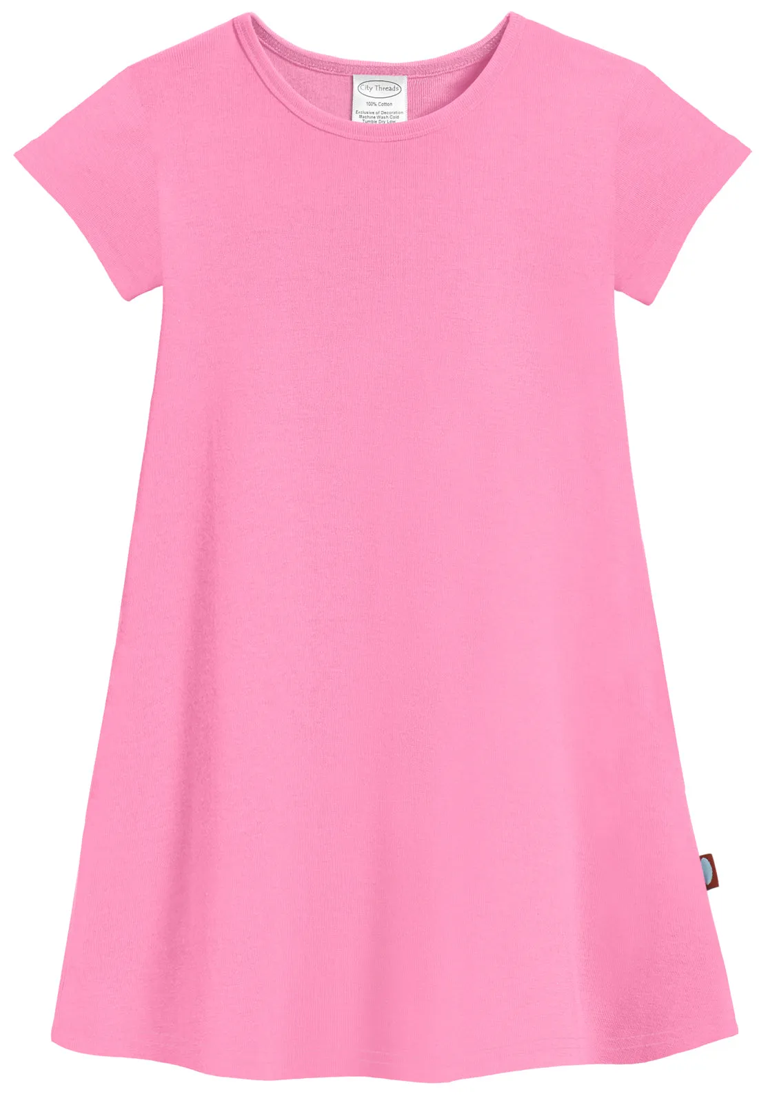 Girls Soft Cotton Jersey Cap Sleeve Dress | Medium Pink