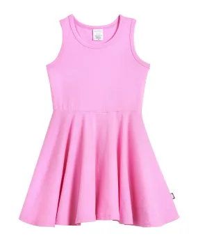 Girls Soft Cotton Jersey Twirly Tank Dress  | Medium Pink