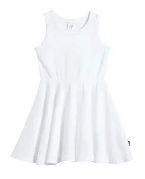 Girls Soft Cotton Jersey Twirly Tank Dress  | White