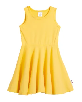 Girls Soft Cotton Jersey Twirly Tank Dress  | Yellow