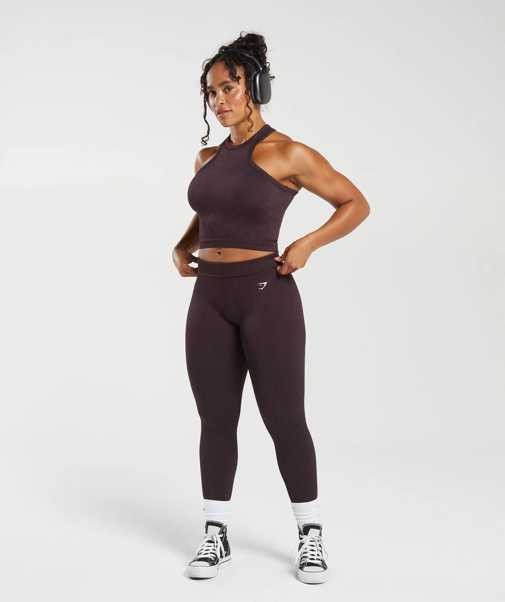 Gymshark Adapt Fleck Seamless Midi Tank - Plum Brown/Dewberry Purple